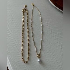 Aerie Gold Chain Necklace and Pearl Pendant Necklace - Women Jewelry